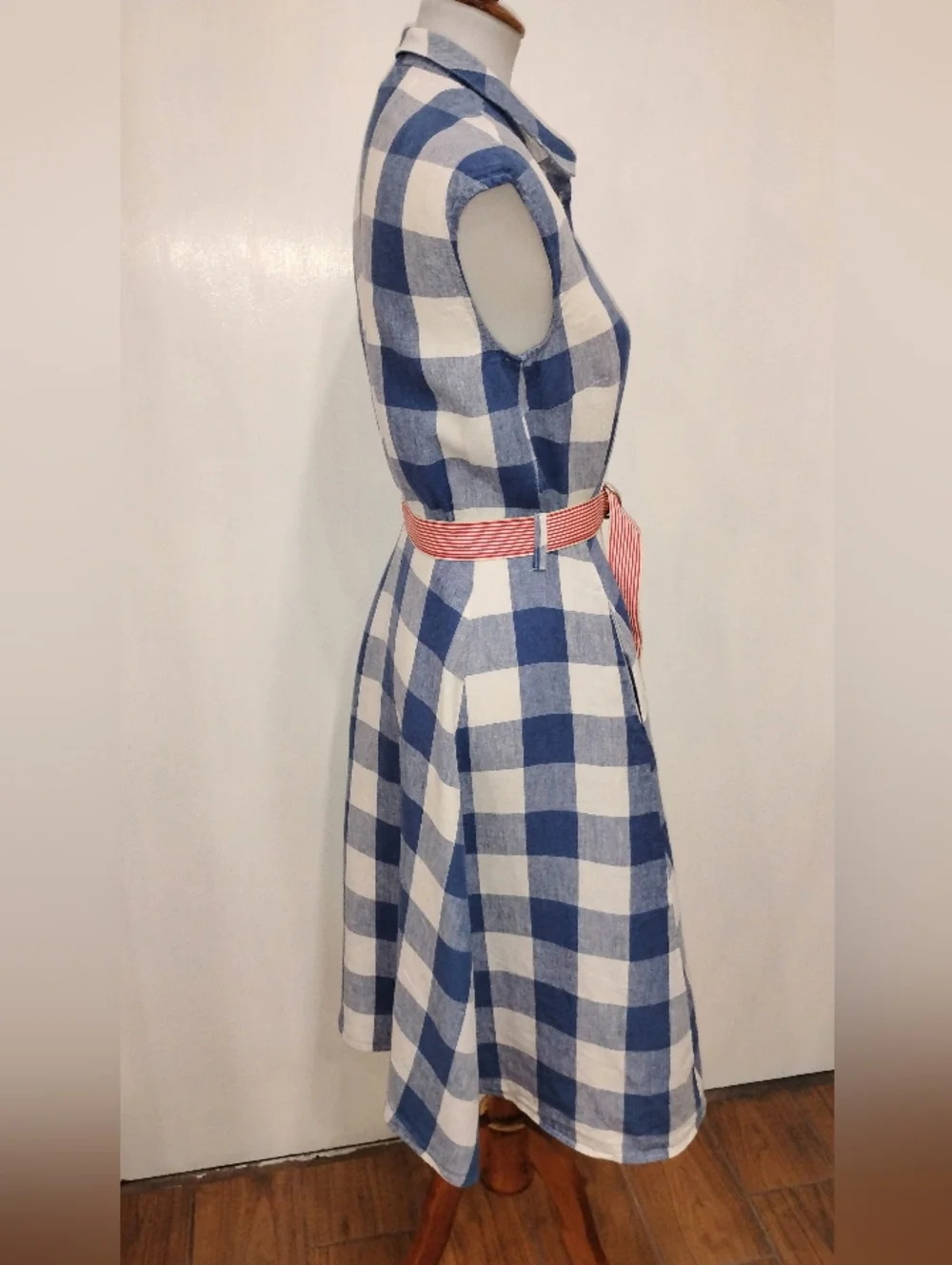 LINEN GINGHAM SUMMER DRESS - Picture 7 of 10